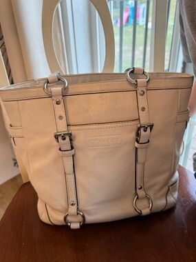 Coach Leather Tote Bag white Shoulder Bag Classic
